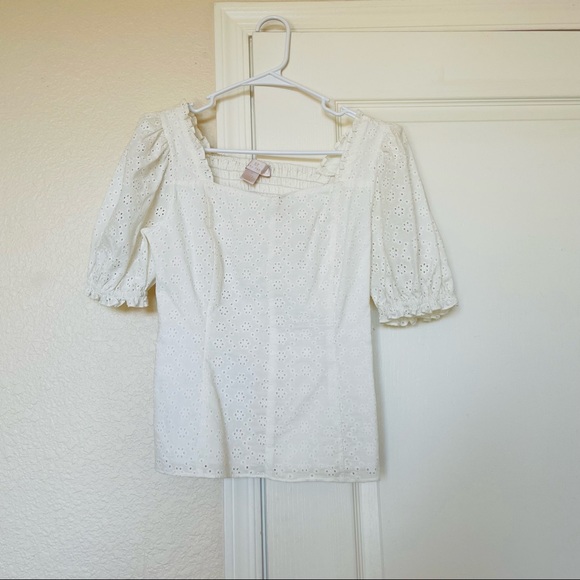Rachel Parcell Tops - Rachel Parcell Puff Sleeve Eyelet Top